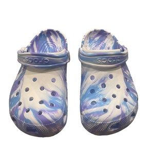 CROCS Unisex Classic Marbled Tie-Dye Clog purple & blue WM 9/Men 7 New